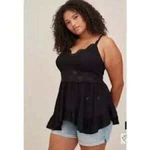 Torrid Black Lace Trim Tank Top
